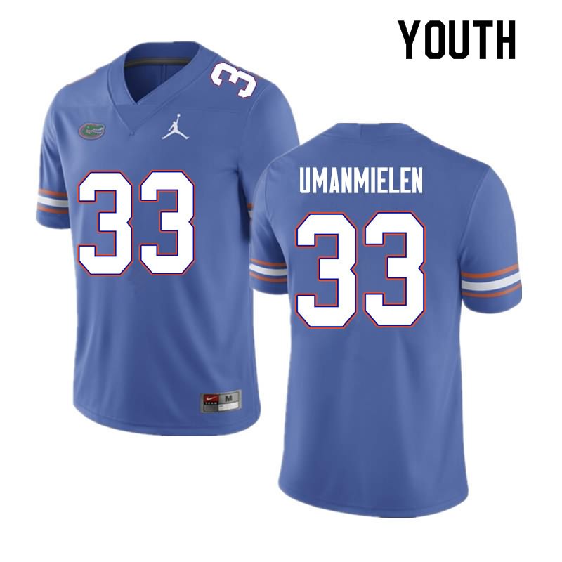 NCAA Florida Gators Princely Umanmielen Youth #33 Nike Blue Stitched Authentic College Football Jersey PSG5464QT